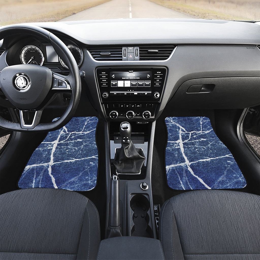 Marble Denim Jeans Pattern Print Front and Back Car Floor Mats