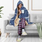 Marble Denim Jeans Pattern Print Hooded Blanket