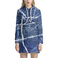 Marble Denim Jeans Pattern Print Pullover Hoodie Dress