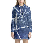 Marble Denim Jeans Pattern Print Hoodie Dress