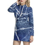 Marble Denim Jeans Pattern Print Hoodie Dress