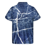 Marble Denim Jeans Pattern Print Men's Short Sleeve Shirt