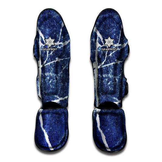 Marble Denim Jeans Pattern Print Muay Thai Shin Guard