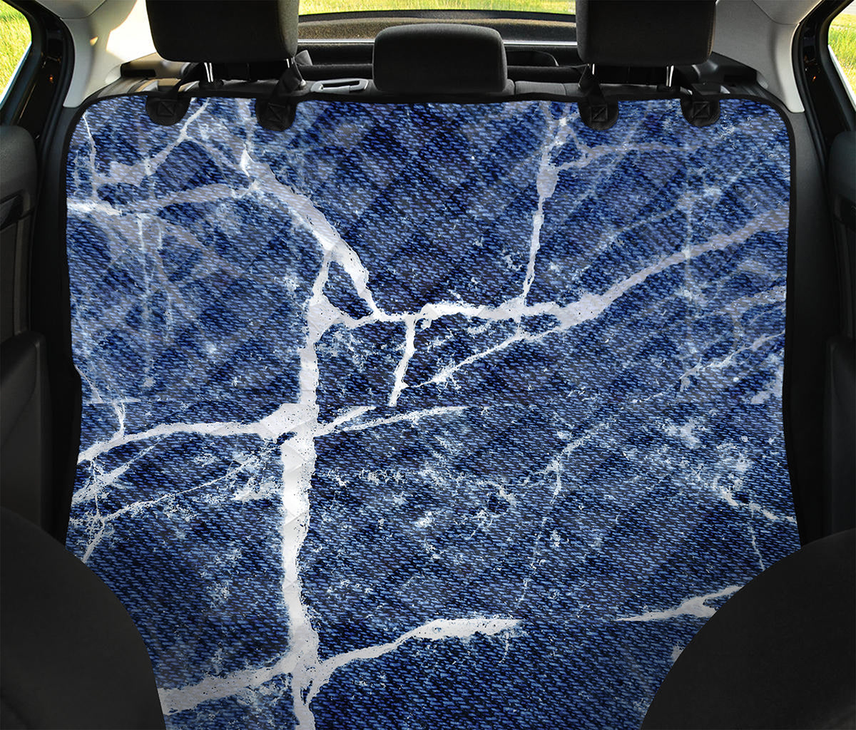 Marble Denim Jeans Pattern Print Pet Car Back Seat Cover