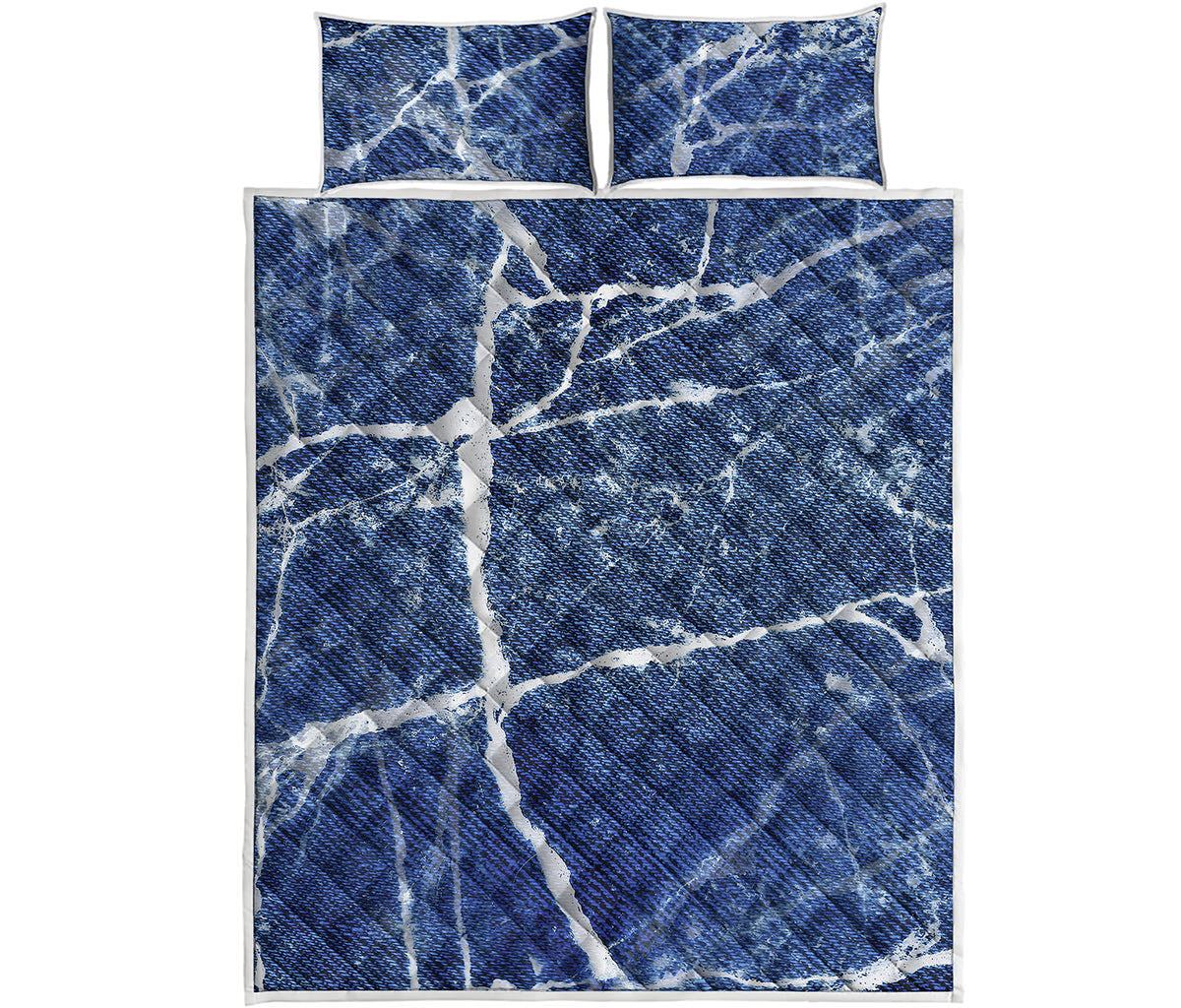 Marble Denim Jeans Pattern Print Quilt Bed Set