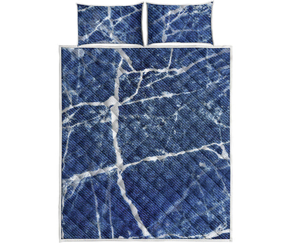 Marble Denim Jeans Pattern Print Quilt Bed Set