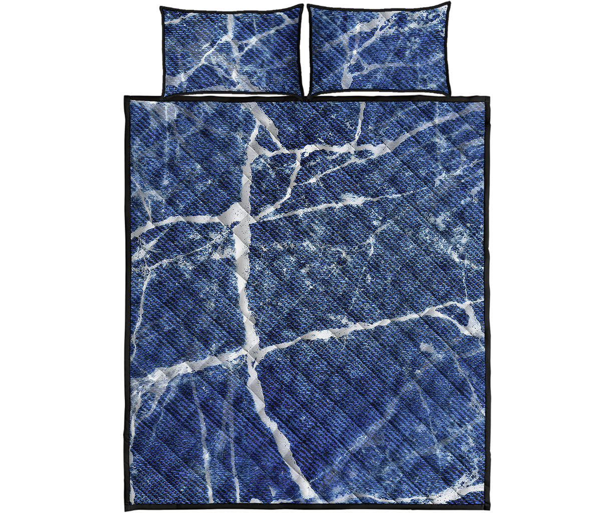 Marble Denim Jeans Pattern Print Quilt Bed Set