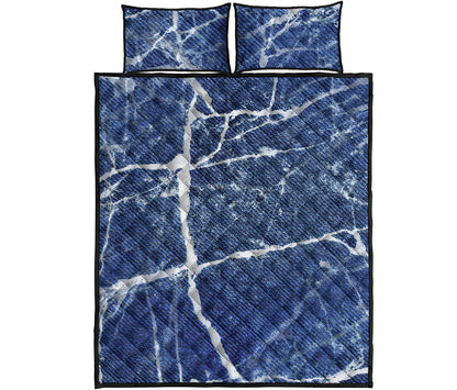Marble Denim Jeans Pattern Print Quilt Bed Set