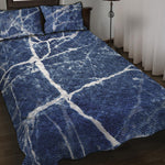 Marble Denim Jeans Pattern Print Quilt Bed Set