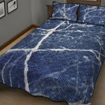 Marble Denim Jeans Pattern Print Quilt Bed Set