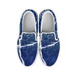 Marble Denim Jeans Pattern Print White Slip On Shoes