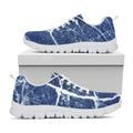 Marble Denim Jeans Pattern Print White Running Shoes