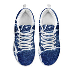 Marble Denim Jeans Pattern Print White Sneakers