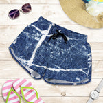 Marble Denim Jeans Pattern Print Women's Shorts