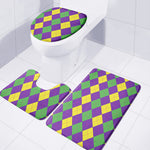 Mardi Gras Argyle Pattern Print 3 Piece Bath Mat Set