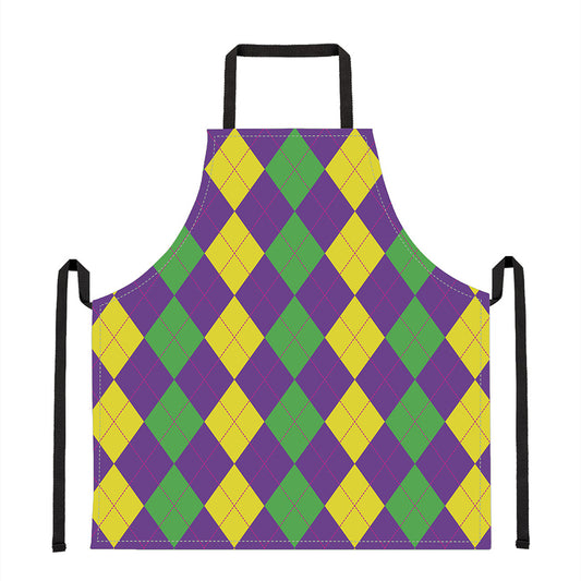 Mardi Gras Argyle Pattern Print Apron