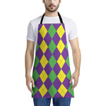 Mardi Gras Argyle Pattern Print Apron