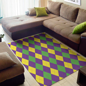 Mardi Gras Argyle Pattern Print Area Rug