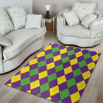 Mardi Gras Argyle Pattern Print Area Rug