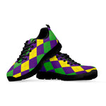 Mardi Gras Argyle Pattern Print Black Sneakers