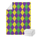 Mardi Gras Argyle Pattern Print Blanket