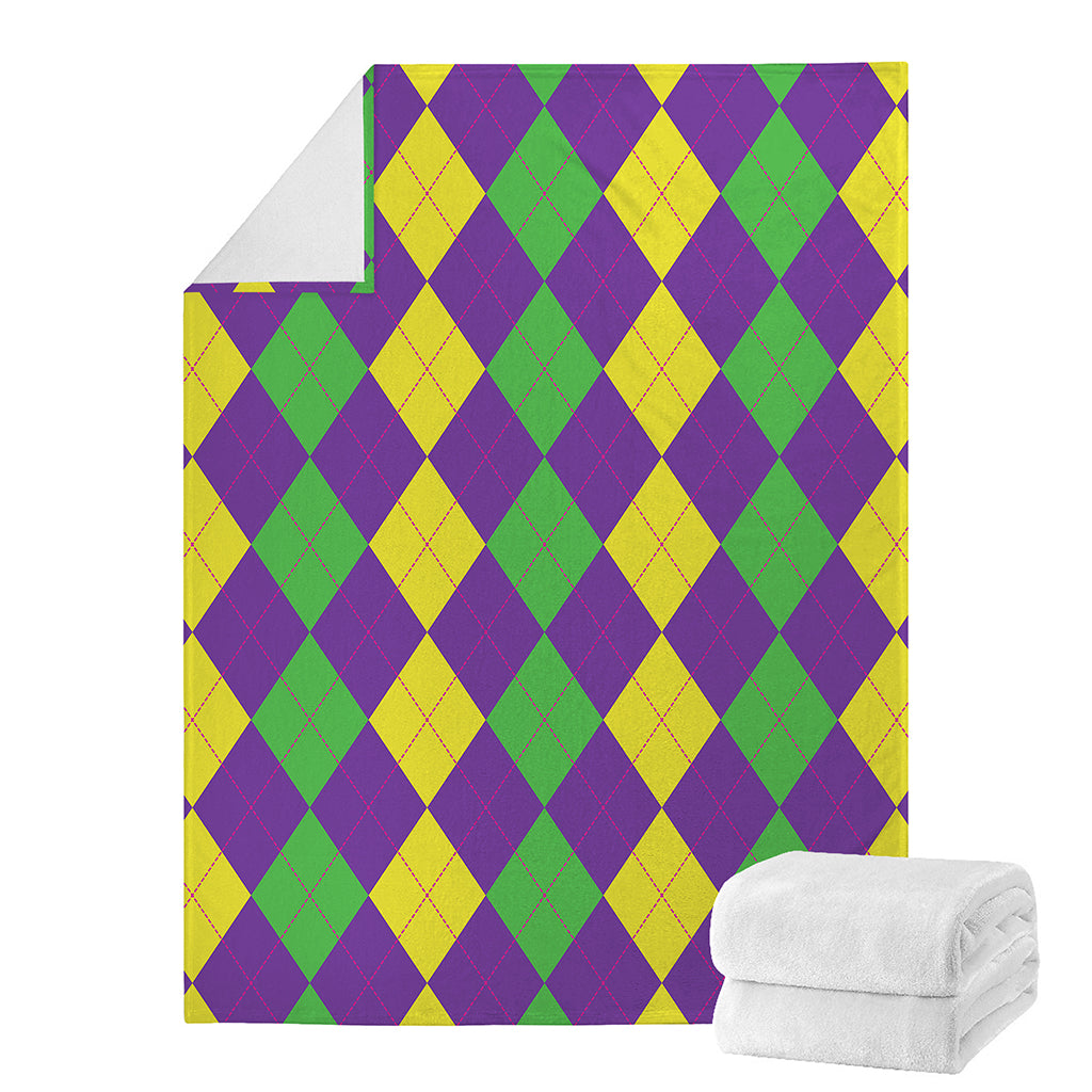Mardi Gras Argyle Pattern Print Blanket