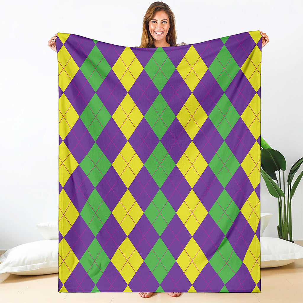 Mardi Gras Argyle Pattern Print Blanket