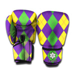 Mardi Gras Argyle Pattern Print Boxing Gloves