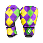 Mardi Gras Argyle Pattern Print Boxing Gloves