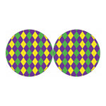Mardi Gras Argyle Pattern Print Car Coasters