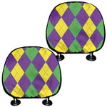 Mardi Gras Argyle Pattern Print Car Headrest Covers