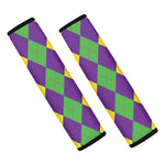 Mardi Gras Argyle Pattern Print Car Seat Belt Covers