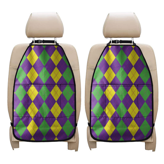 Mardi Gras Argyle Pattern Print Car Seat Organizers