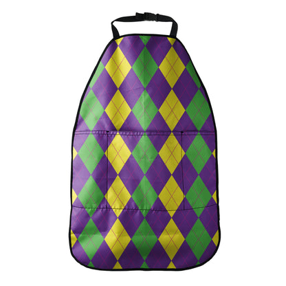 Mardi Gras Argyle Pattern Print Car Seat Organizers