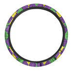 Mardi Gras Argyle Pattern Print Car Steering Wheel Cover