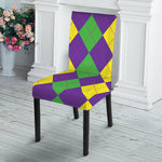 Mardi Gras Argyle Pattern Print Dining Chair Slipcover