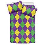 Mardi Gras Argyle Pattern Print Duvet Cover Bedding Set