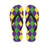 Mardi Gras Argyle Pattern Print Flip Flops