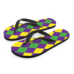 Mardi Gras Argyle Pattern Print Flip Flops