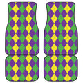 Mardi Gras Argyle Pattern Print Front and Back Car Floor Mats