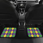 Mardi Gras Argyle Pattern Print Front and Back Car Floor Mats