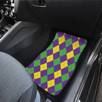 Mardi Gras Argyle Pattern Print Front and Back Car Floor Mats