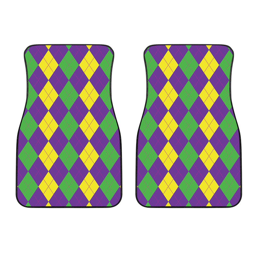 Mardi Gras Argyle Pattern Print Front Car Floor Mats