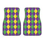 Mardi Gras Argyle Pattern Print Front Car Floor Mats