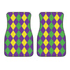 Mardi Gras Argyle Pattern Print Front Car Floor Mats