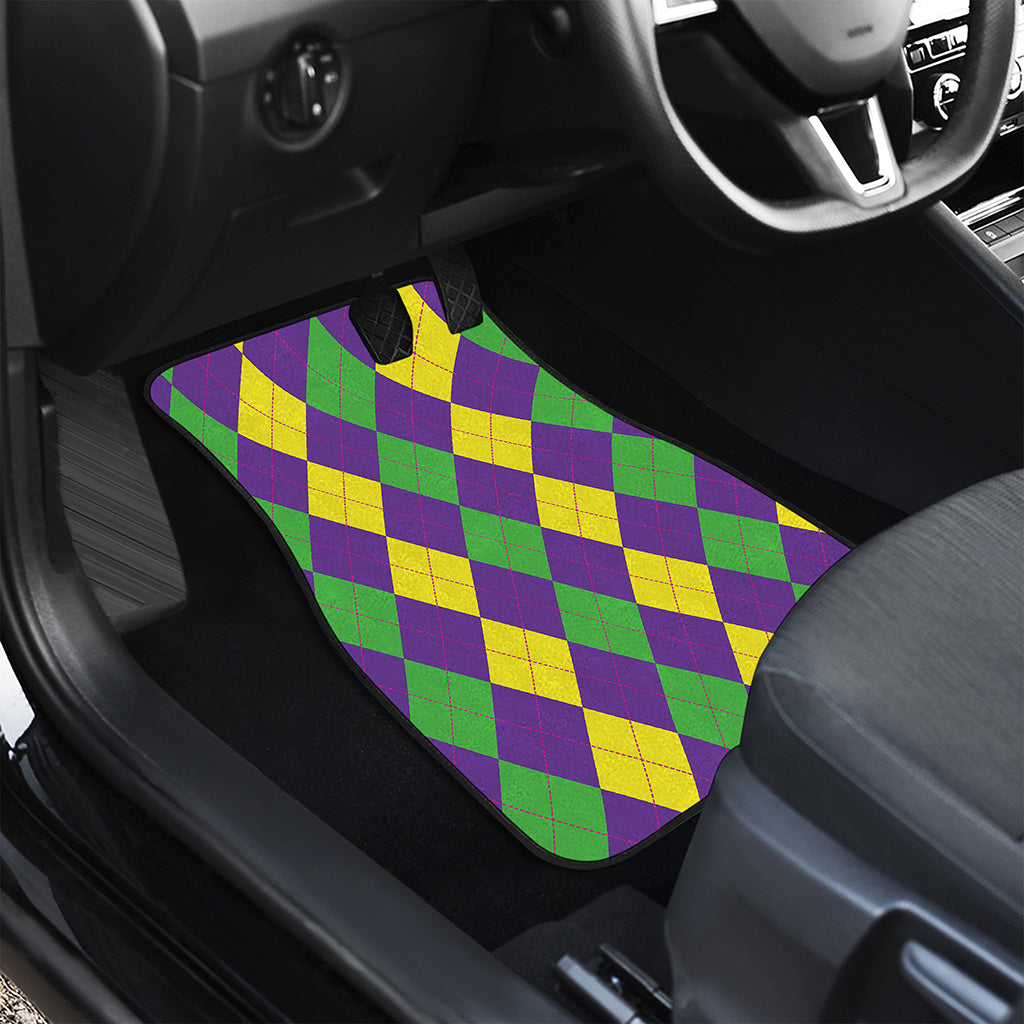 Mardi Gras Argyle Pattern Print Front Car Floor Mats