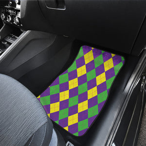 Mardi Gras Argyle Pattern Print Front Car Floor Mats