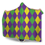 Mardi Gras Argyle Pattern Print Hooded Blanket