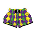 Mardi Gras Argyle Pattern Print Muay Thai Boxing Shorts