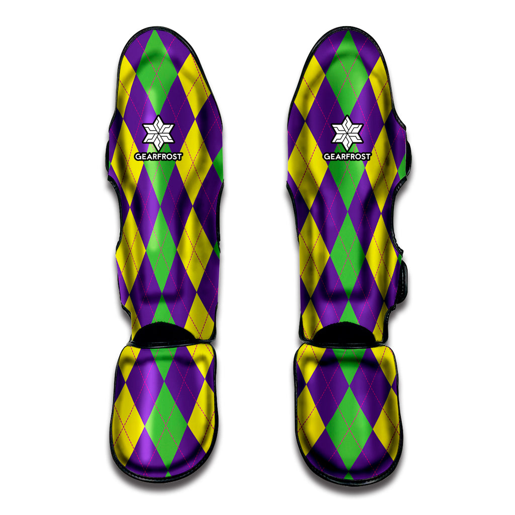 Mardi Gras Argyle Pattern Print Muay Thai Shin Guard